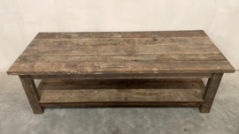 Stoere salontafel oud hout met onderplank 150 x 60 cm