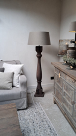 Mooie massief houten vierkante vloerlamp donker hout XL