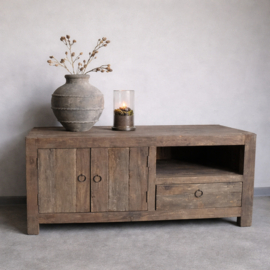 Stoer tvmeubel "Jens"  van oud robuust hout 120 cm