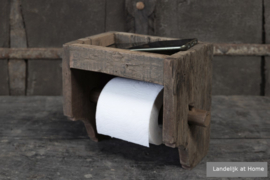 toiletrol houder enkel oud hout