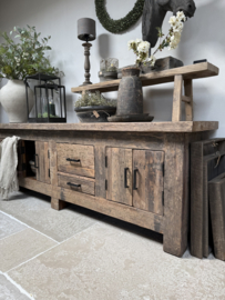 Stoer tvmeubel "Levv"  van oud robuust hout 220 cm