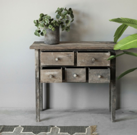 Stoere sidetable "Raf" van oud doorleefd hout - 5 lades
