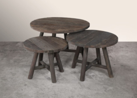 Stoere set "Jens" ronde salontafels set van 3 stuks