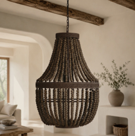 Stoere bruine kralenlamp Rustic Brown