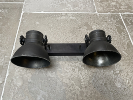Stoere plafond / wandlamp in oud zwart 2 spot