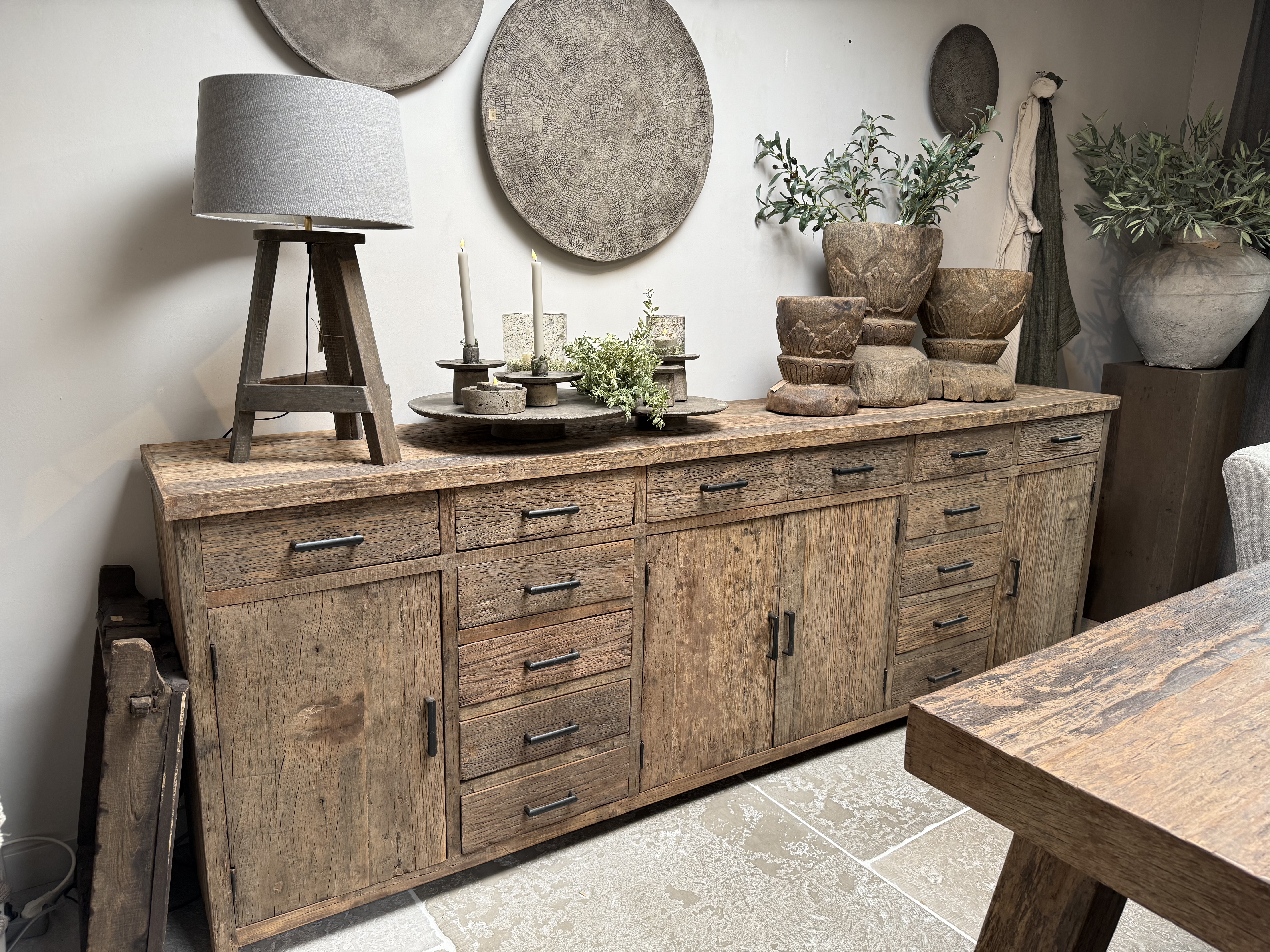 Stoer dressoir "Levv" van oud hout XXL 275 cm