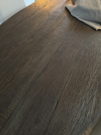 Stoere ovale eettafel "Reno" van oud hout grey