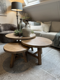 Stoere set "Jack" ronde salontafels set van 3 stuks
