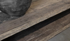 Stoer open tvmeubel "Levv" van oud robuust hout 200 cm