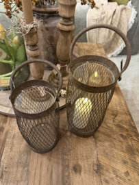 Metalen windlicht roest  - 2 maten
