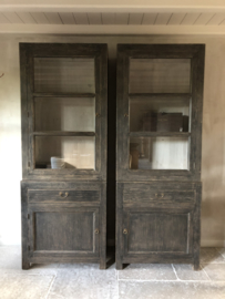 Hele stoere SET buffetkasten in oud zwart -"Bobbie"