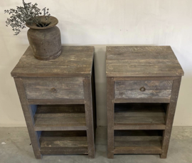 Stoere sidetable / kastje "Jens" met 1 lade en dubbele onderplank