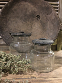 Leuk voorraad potje van glas met houten deksel -2 maten