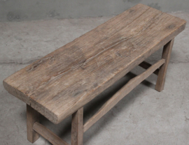 Prachtig uniek oud houten bankje/tafeltje XL