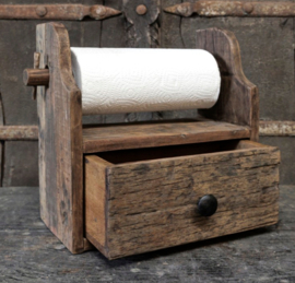 Stoere keukenrolhouder van oud hout
