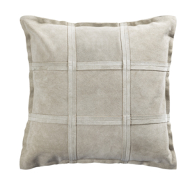 Stoer    kussen suede taupe 45x45 -PTMD-