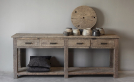 Stoere sidetable "Levv" oud hout met 4 lades