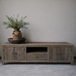 Stoer tvmeubel "Jens"  van oud robuust hout 180 & 220 cm