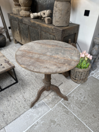 Stoere unieke ronde wijntafel 76 cm