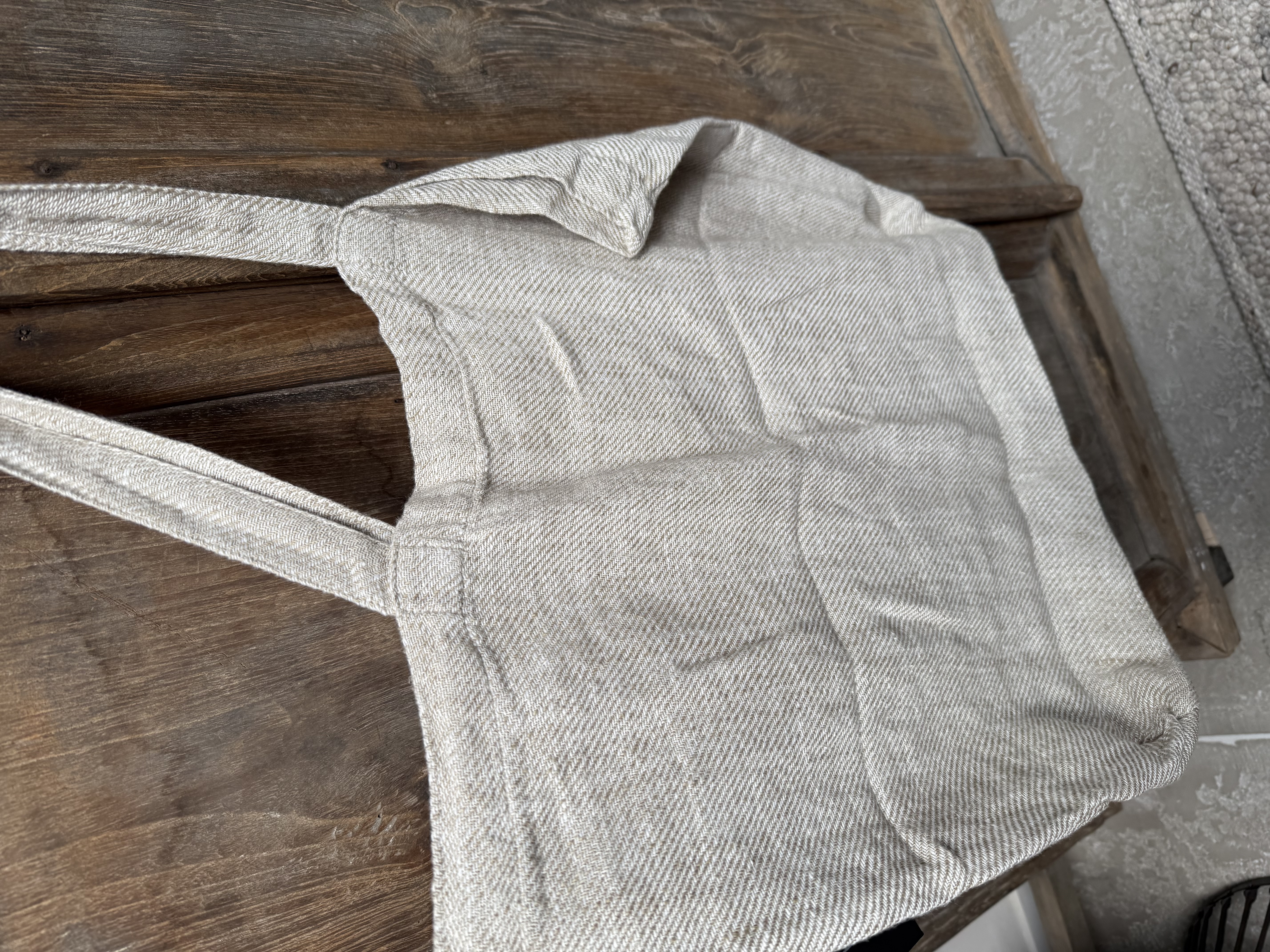 Mooie grote linnen schoudertas beige