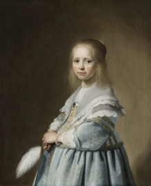 Prachtig schilderij canvas framed -Girl of a dressed in Blue-