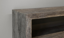 Stoer open tvmeubel "Levv" van oud robuust hout 220 cm