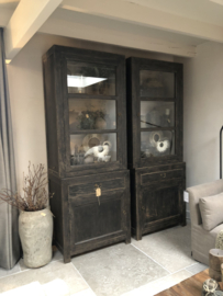 Hele stoere SET buffetkasten in oud zwart -"Bobbie"