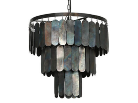 Stoere zware hanglamp zwart lamel - 50 cm