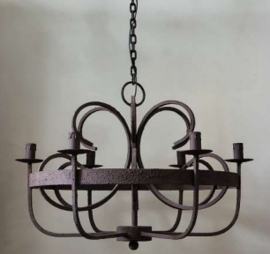 Metalen kroonluchter 6 arms Rustic Brown