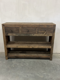 Robuuste sidetable "Bas" 120 cm met 3 lades