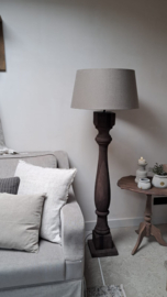 Mooie massief houten vierkante vloerlamp donker hout XL
