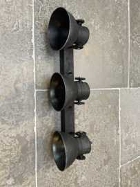 Stoere plafond / wandlamp in oud zwart 3 spot