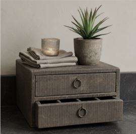 Houten bak met 2 lades