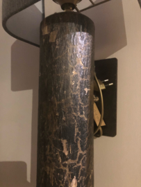 Mooie wandlamp donker hout met grijze kap