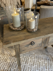 Stoere sidetable "Reno" grey met  2 lades