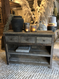 Stoere sidetable "Jens"  met 3 lades en dubbele onderplank