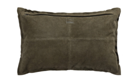 Stoer    kussen suede olijfgroen 60x40 -PTMD-