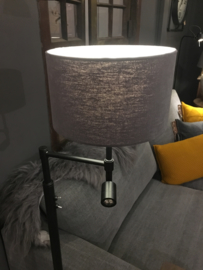 Stoere zwarte vloerlamp met klein leeslampje