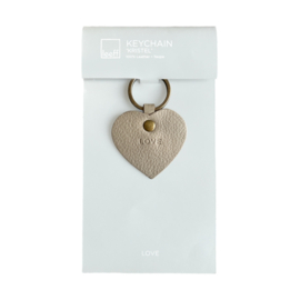 Leuke leren sleutelhanger hart taupe