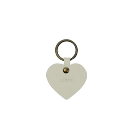 Leuke leren sleutelhanger hart beige