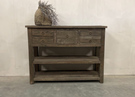 Stoere  sidetable van oud  hout met 5 lades "Jens"