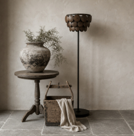 Stoere vloerlamp ronde schijven brown