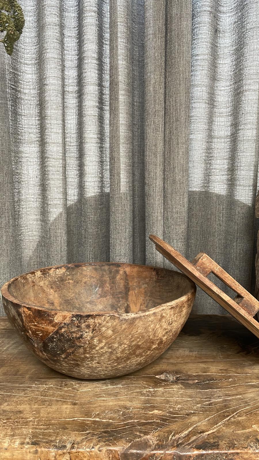 Sale!! Oud houten schaal met deksel