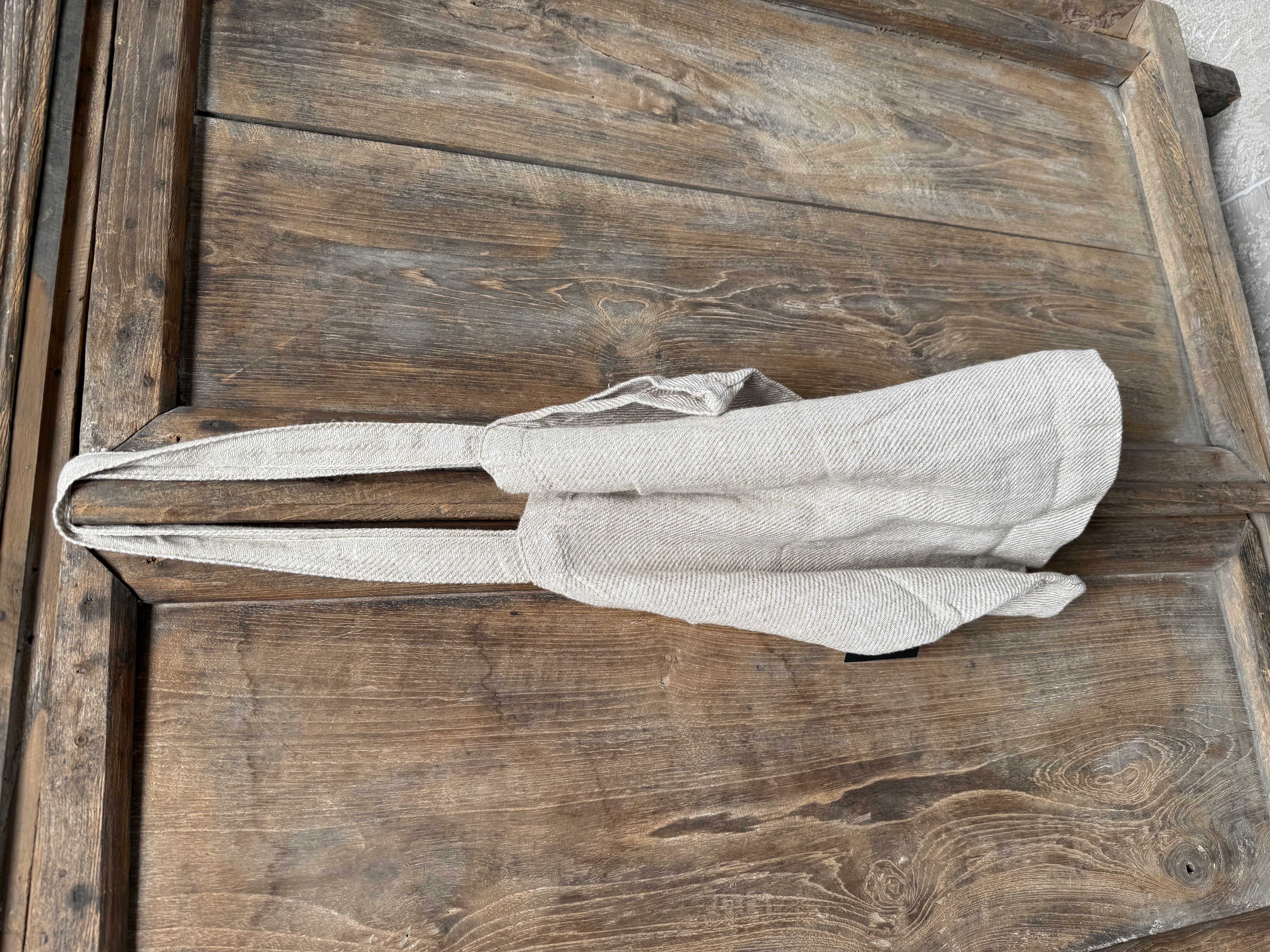 Mooie grote linnen schoudertas beige