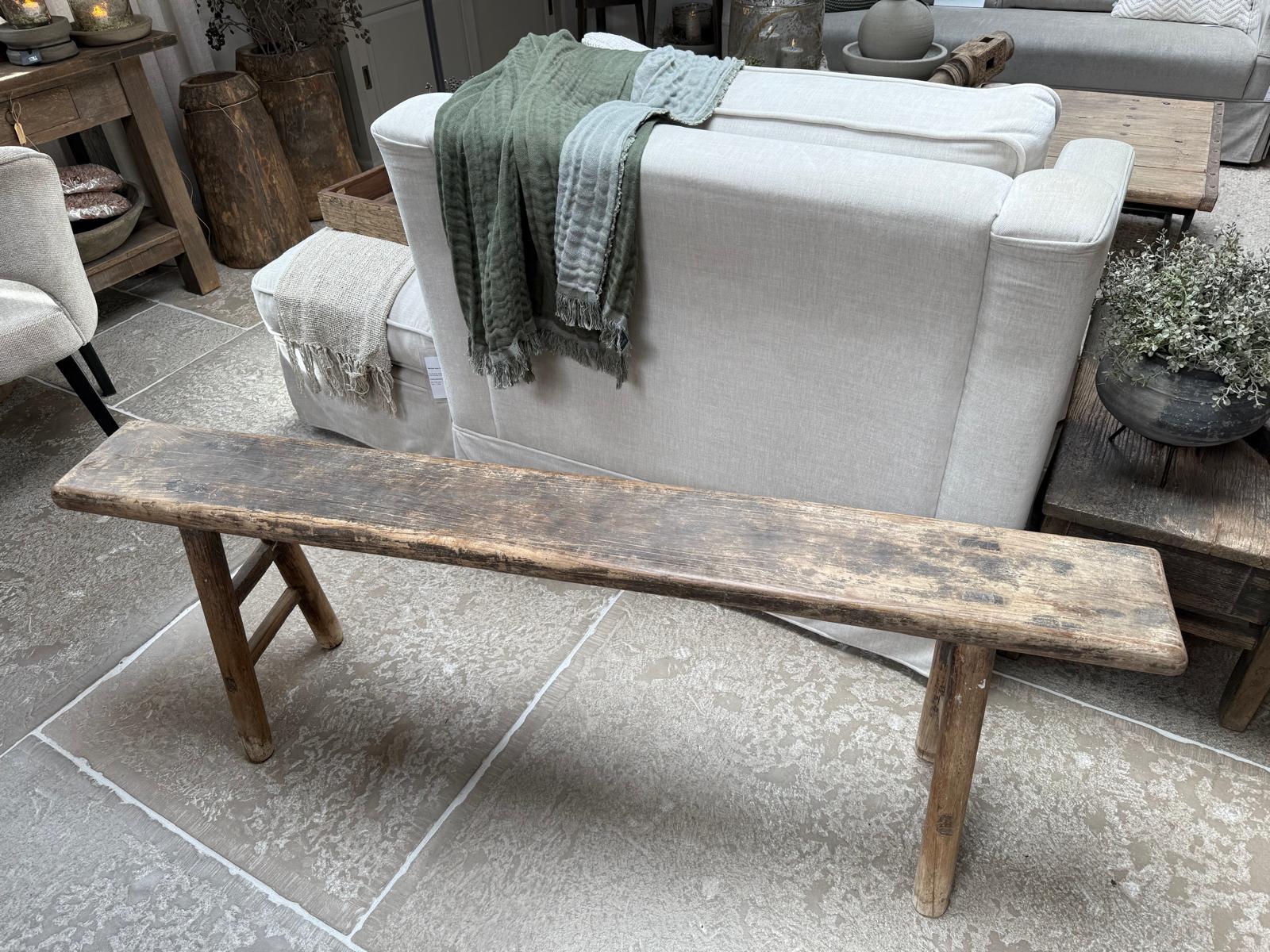 Stoer uniek bankje oud hout
