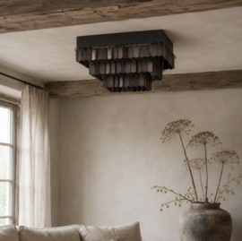 Stoere plafonniere vierkant Rustic Brown