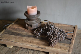 Stoer houten dienblad met handvaten oud hout -3 maten