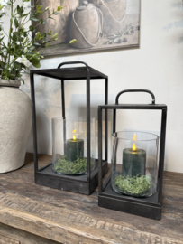 Stoer metalen windlicht - 2 maten