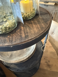 Stoere etagere 3 laags oud hout met staal