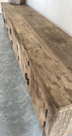 Stoer Tvmeubel oud hout van 260 cm